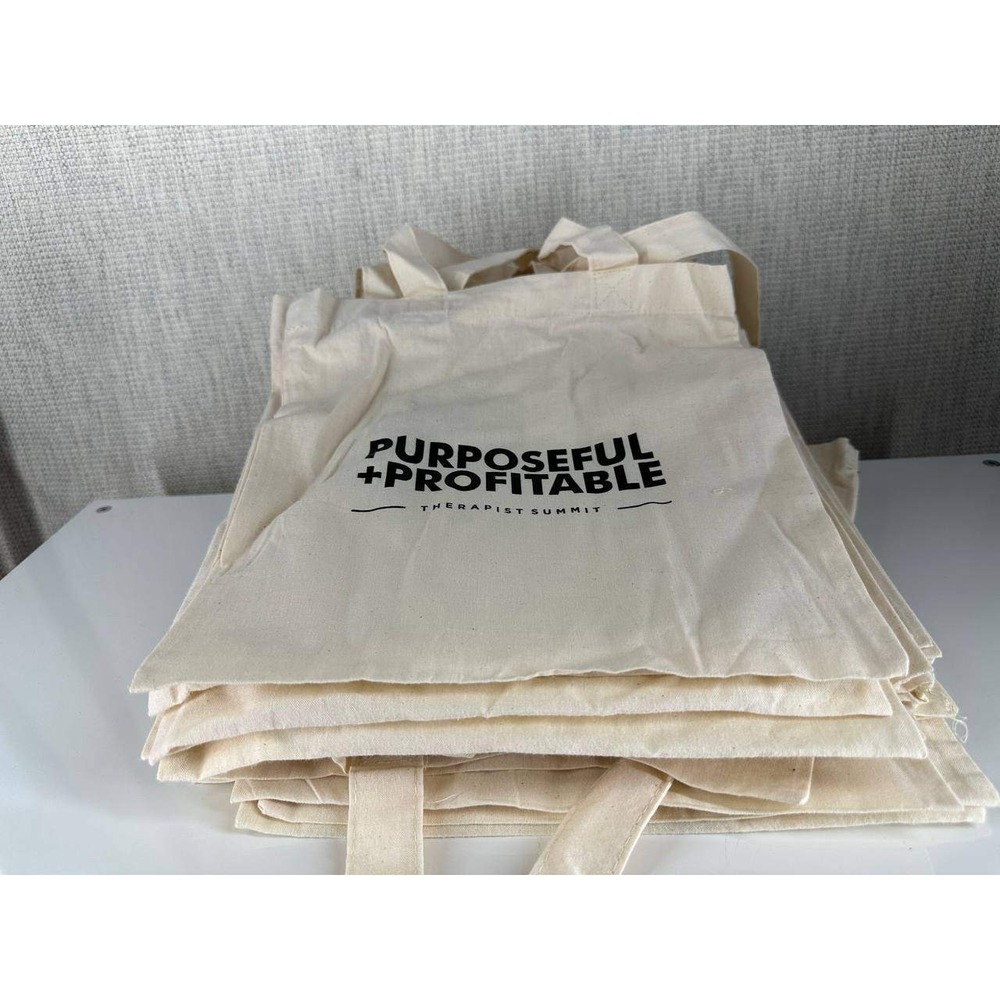 Lot of 30 New Cotton Tote Bags Purposeful Profitable Therapist Summit - G01 (30)